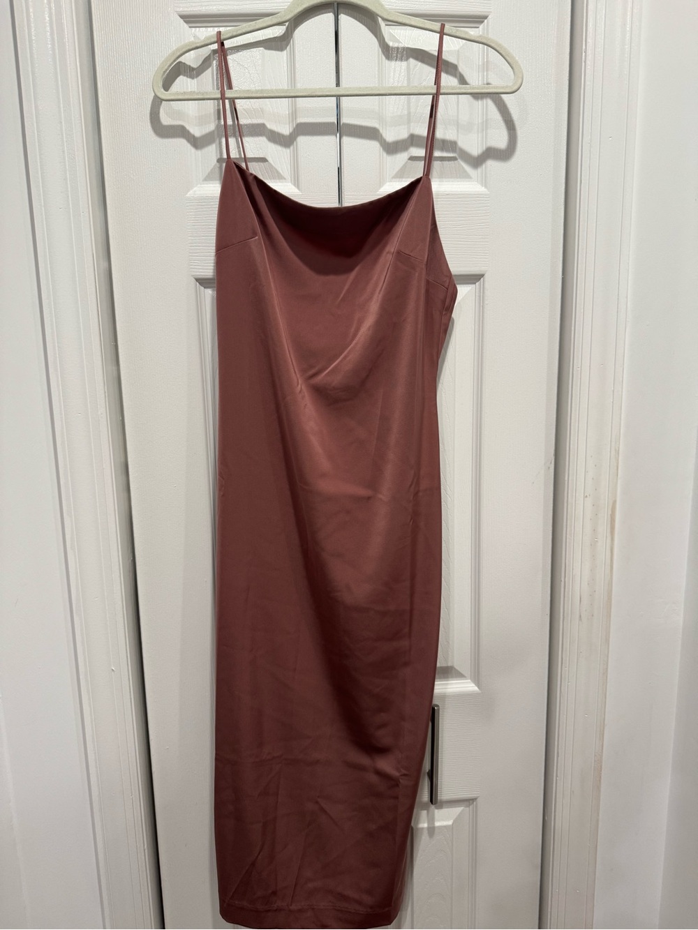 NBD Dusty Rose Cowl Neck Slip Midi Dress